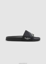 Black Slider Texture Beach Flip Flops Pepe Jeans L20F2F1263 Men