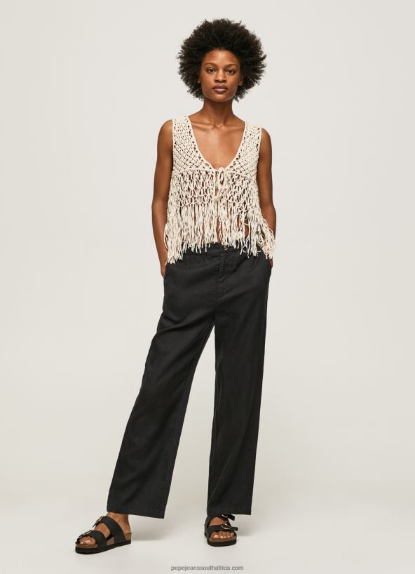 black_straight_trousers_in_flowy_fabric_pepe_jeans_l20f2f291_women.jpg Black Straight Trousers In Flowy Fabric Pepe Jeans L20F2F291 Women - Image 1