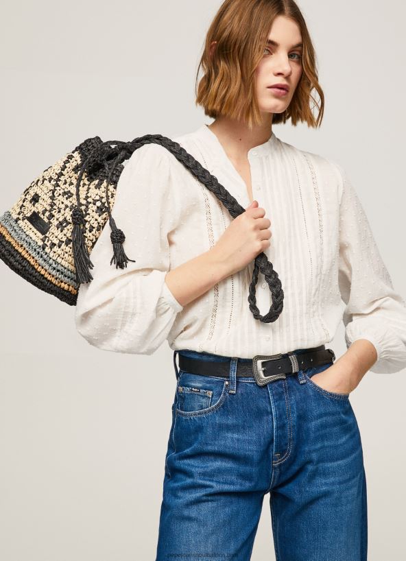 black_straw_bucket_bag_pepe_jeans_l20f2f719_women.jpg Black Straw Bucket Bag Pepe Jeans L20F2F719 Women - Image 1
