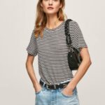 Black Striped Print T-Shirt Pepe Jeans L20F2F459 Women