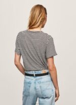 Black Striped Print T-Shirt Pepe Jeans L20F2F459 Women - Image 4