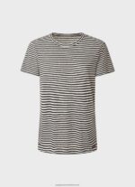 Black Striped Print T-Shirt Pepe Jeans L20F2F459 Women - Image 5