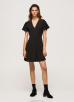 Black V Neck Short Dress Pepe Jeans L20F2F195 Women - Image 2