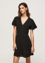 Black V Neck Short Dress Pepe Jeans L20F2F195 Women