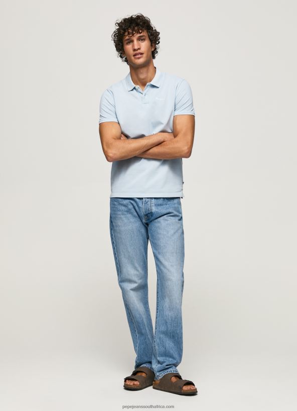Bleach Blue Embroidered Logo Pique Polo Shirt Pepe Jeans L20F2F1096 Men - Image 2