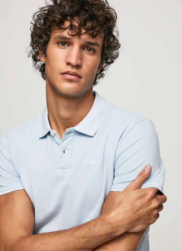 Bleach Blue Embroidered Logo Pique Polo Shirt Pepe Jeans L20F2F1096 Men - Image 3