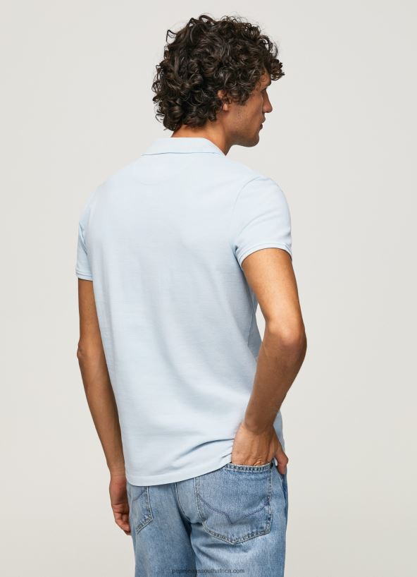 Bleach Blue Embroidered Logo Pique Polo Shirt Pepe Jeans L20F2F1096 Men - Image 4