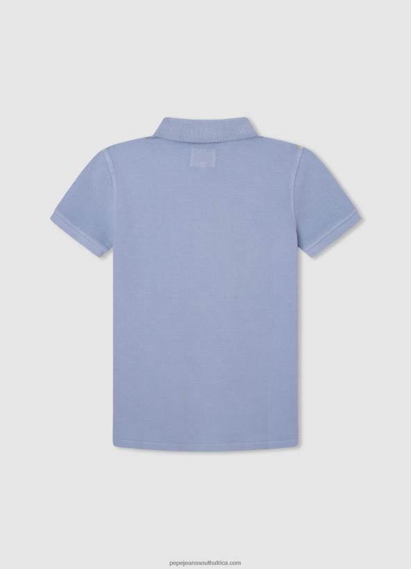 Bleach Blue Embroidered Logo Pique Polo Shirt Pepe Jeans L20F2F1658 Boy - Image 2