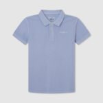 Bleach Blue Embroidered Logo Pique Polo Shirt Pepe Jeans L20F2F1658 Boy