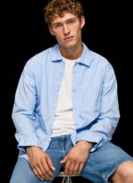 Bleach Blue Lambert Fil A Fil Straight Fit Shirt Pepe Jeans L20F2F1030 Men