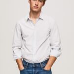Bleach Blue Lawrence Slim Fit Poplin Shirt Pepe Jeans L20F2F1050 Men