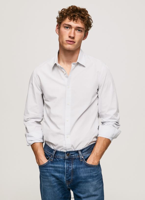 Bleach Blue Lawrence Slim Fit Poplin Shirt Pepe Jeans L20F2F1050 Men - Image 1