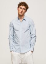 Bleach Blue Lovejoy Floral Poplin Shirt Pepe Jeans L20F2F1045 Men