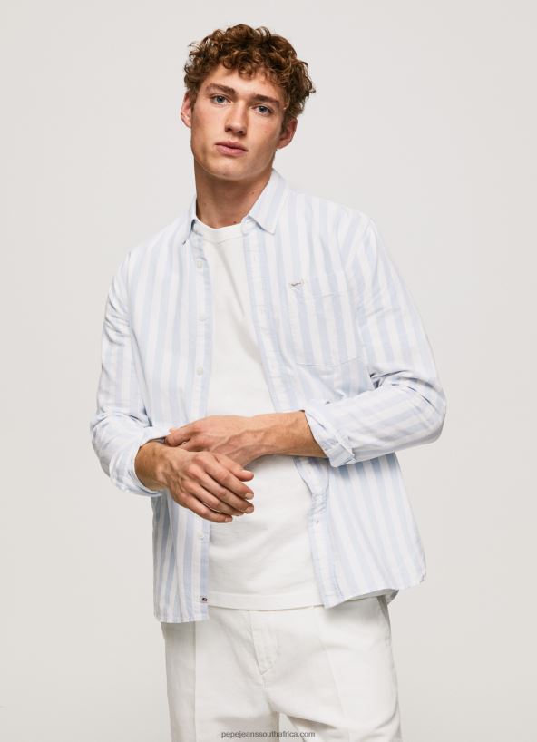 Bleach Blue Lucius Slim Striped Oxford Shirt Pepe Jeans L20F2F1026 Men - Image 4