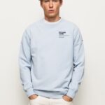 Bleach Blue Rounded Collar Cotton Jumper Pepe Jeans L20F2F869 Men