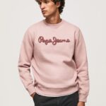 Bleach Pink Embroidered Logo Cotton Jumper Pepe Jeans L20F2F882 Men