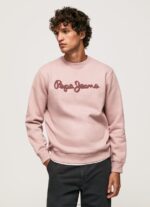 Bleach Pink Embroidered Logo Cotton Jumper Pepe Jeans L20F2F882 Men
