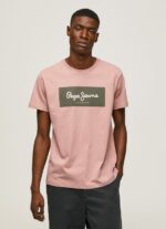 Bleach Pink Embroidered Logo Cotton T-Shirt Pepe Jeans L20F2F926 Men