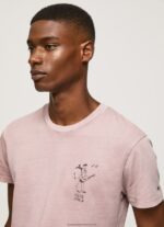 Bleach Pink Washed And Dyed Cotton T-Shirt Pepe Jeans L20F2F928 Men