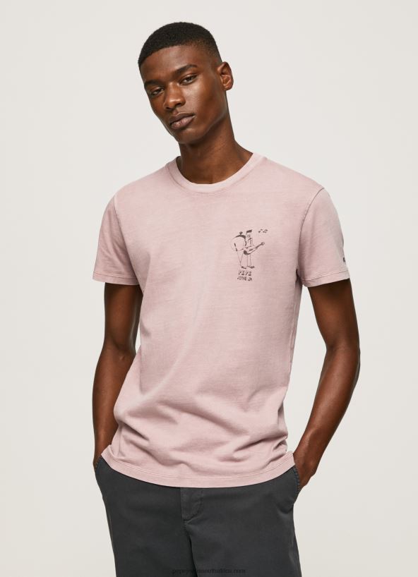 Bleach Pink Washed And Dyed Cotton T-Shirt Pepe Jeans L20F2F928 Men - Image 3