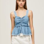 Blue Denim Tank Top Pepe Jeans L20F2F350 Women