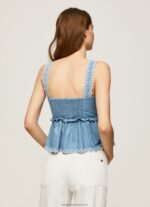 Blue Denim Tank Top Pepe Jeans L20F2F350 Women - Image 4