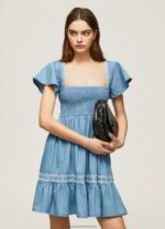 Blue Embroidered Denim Dress Pepe Jeans L20F2F164 Women