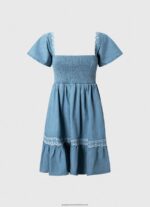 Blue Embroidered Denim Dress Pepe Jeans L20F2F164 Women - Image 5