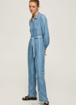 Blue Long Jumpsuit With Belt Detail Pepe Jeans L20F2F192 Women