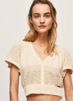 Buttermilk Fine Knit Openwork Cardigan Pepe Jeans L20F2F265 Women
