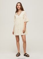 Buttermilk Padma Dress With Openwork Details Pepe Jeans L20F2F152 Women - Image 2