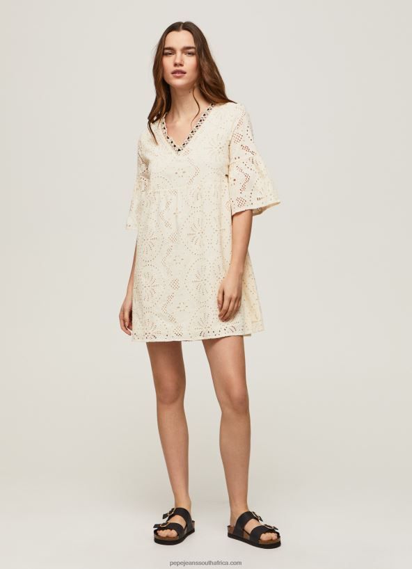 Buttermilk Padma Dress With Openwork Details Pepe Jeans L20F2F152 Women - Image 2