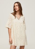 Buttermilk Padma Dress With Openwork Details Pepe Jeans L20F2F152 Women