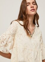 Buttermilk Padma Dress With Openwork Details Pepe Jeans L20F2F152 Women - Image 3