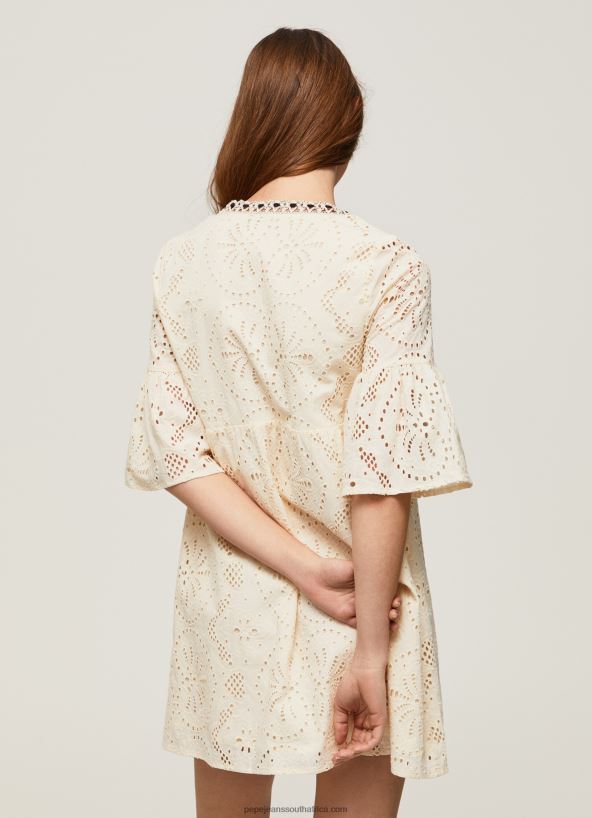 Buttermilk Padma Dress With Openwork Details Pepe Jeans L20F2F152 Women - Image 4