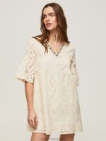 Buttermilk Padma Dress With Openwork Details Pepe Jeans L20F2F152 Women - Image 5