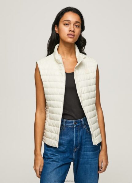 Buttermilk Rubber Patch Logo Padded Waistcoat Pepe Jeans L20F2F132 Women