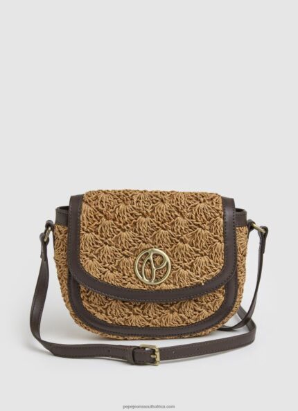 Caramel Woven Straw Crossbody Bag Pepe Jeans L20F2F742 Women