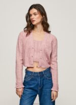 Cloudy Pink Openwork V Neck Cardigan Pepe Jeans L20F2F248 Women - Image 2