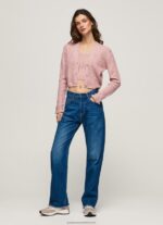 Cloudy Pink Openwork V Neck Cardigan Pepe Jeans L20F2F248 Women - Image 4