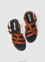 Cognac Hayes Rome Flat Sandals Pepe Jeans L20F2F655 Women - Image 2