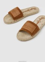 Cognac Siva Berry Leather Sandals Pepe Jeans L20F2F682 Women - Image 3