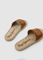 Cognac Siva Berry Leather Sandals Pepe Jeans L20F2F682 Women - Image 4