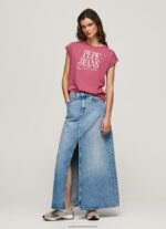 Dark Blush Floral Logo Cotton T-Shirt Pepe Jeans L20F2F431 Women - Image 4