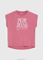 Dark Blush Floral Logo Cotton T-Shirt Pepe Jeans L20F2F431 Women - Image 5