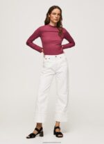 Dark Blush Ribbed Long Sleeve T-Shirt Pepe Jeans L20F2F393 Women - Image 2