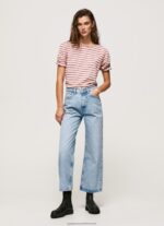 Dark Blush Ruffled-Sleeves Striped T-Shirt Pepe Jeans L20F2F392 Women - Image 2