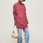 Dark Blush Short Jumper Dress With Logo Pepe Jeans L20F2F205 Women