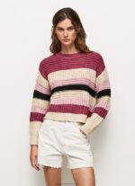Dark Blush Striped Round Neck Jersey Pepe Jeans L20F2F262 Women - Image 2