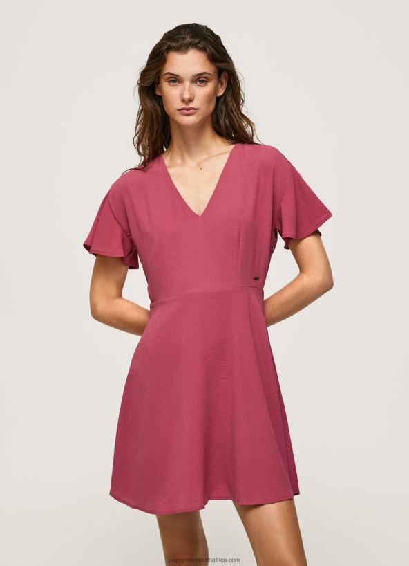 Dark Blush V Neck Short Dress Pepe Jeans L20F2F196 Women - Image 2